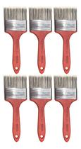 Kit 6 Pincel Trincha Parede Tinta Látex Acrílica 3 Polegadas
