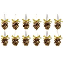 Kit 6 Pinhas Naturais Enfeite Natal Árvore Dourada 5cm Kit 6 Pinhas Naturais Enfeite Natal Árvore Dourada 5cm