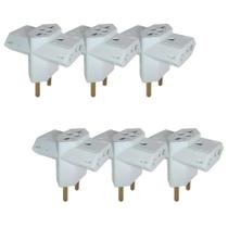Kit 6 Pino Adaptador Benjamin 3 Saidas Branco 250V