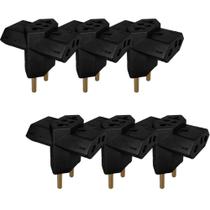 Kit 6 Pino Adaptador Benjamin 3 Saidas Preto 2x10A e 1x20A 250V para Uso Residencial