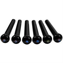 Kit 6 Pinos Trava Cordas Violão Aço Folk Preto Com Abalone