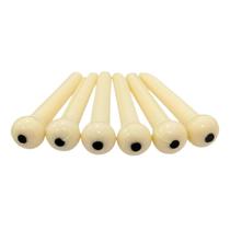 Kit 6 Pinos Violão Aço Folk Cor Creme KIT 6 Unidades Pino Encaixe Branco Pino Plástico Ponte Violão