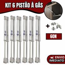 Kit 6 Pistão A Gás Amortecedor 60N Móveis Porta Armário Abre Para Cima Suspenso Cozinha Basculante 6Kg Kit 6 Pistão A Gás Amortecedor 60N Móveis Porta Armário Abre Para Cima Suspenso Cozinha Basculante 6Kg