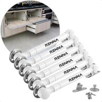 Kit 6 Pistão A Gás Para Portas De Armário Cozinha 100n Abre Para Baixo Branco Kit 6 Pistão A Gás Para Portas De Armário Cozinha 100n Abre Para Baixo Branco