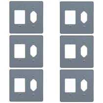 Kit 6 Placa 4x4 Cinza 1 Tomada hexagonal + 3 Teclas Pial