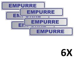 Kit 6 Placa De Aviso Sinalização Portas Empurre 25Cmx5Cm