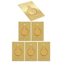 Kit 6 placa piso unha 4x2 latão escovado para uma tomada universal stamplac