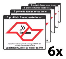 Kit 6 Placa Proibido Fumar Pvc Jaime
