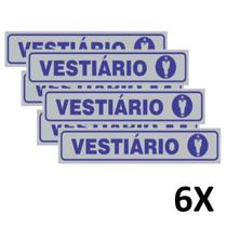 Kit 6 Placa Sinalização Portas Vestiário Masculino 25cmx5cm