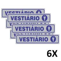 Kit 6 Placa Sinalização Portas Vestiário Masculino 25Cmx5Cm