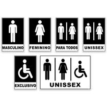 Kit 6 Placas Banheiro Unissex Exclusivo Para Todos 20x15cm