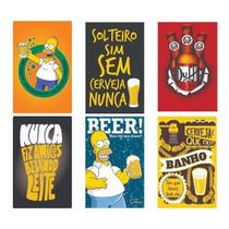 Kit 6 Placas Decorativas Beer Cerveja Homer Simpson Duff
