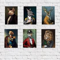 Kit 6 Placas Decorativas Bichos Gente 18X27Cm Kit 6 Placas Decorativas Bichos Gente 18X27Cm
