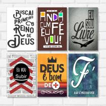 Kit 6 Placas Decorativas Frases Evangélicas Cristâs Gospel