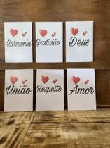 Kit 6 Placas Decorativas frases MDF 3mm Fé/Amos/Gratidão 19x13