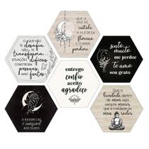 Kit 6 Placas Decorativas Hexágonos 25x22 Frases Motivacionais Você Escolhe