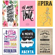 Kit 6 placas decorativas motivacionais MDF