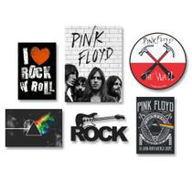 Kit 6 Placas Decorativas Rock Banda Bar Música Pink Floyd