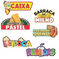 Kit 6 Placas Identificação Barracas Festa Junina Completo Kit 6 Placas Identificação Barracas Festa Junina Completo