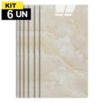 Kit 6 Placas Painel Porcelanato Revestimento Adesivo Vinílico Marmorizado Kit 6 Placas Painel Porcelanato Revestimento Adesivo Vinílico Marmorizado