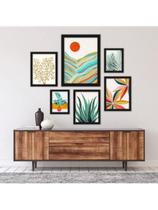 Kit 6 Placas Quadros Decorativos Paisagens Urbanas e Naturais Floral Plantas Botânico 60x70