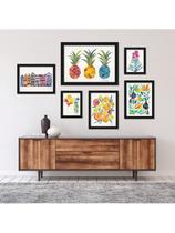 Kit 6 Placas Quadros Decorativos Paisagens Urbanas e Naturais Floral Plantas Botânico 60x70