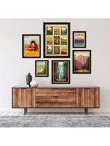Kit 6 Placas Quadros Decorativos Paisagens Urbanas e Naturais Floral Plantas Botânico 60x70