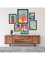 Kit 6 Placas Quadros Decorativos Paisagens Urbanas e Naturais Floral Plantas Botânico 60x70