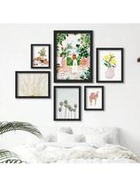 Kit 6 Placas Quadros Decorativos Paisagens Urbanas e Naturais Floral Plantas Botânico 60x70