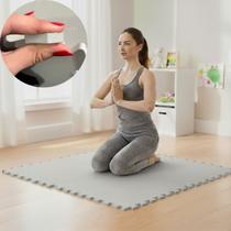 Kit 6 Placas Tapete Tatame EVA 50x50cm 10mm 1 m² Emborrachado Infantil Crianças Bebes Exercícios Yoga Pilates Academia Impermeável Ante Impacto