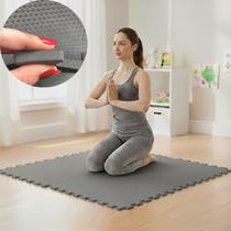 Kit 6 Placas Tapete Tatame EVA 50x50cm 10mm 1,5 m² Emborrachado Infantil Crianças Bebes Exercícios Yoga Pilates Academia Impermeável Ante Impacto