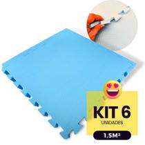 Kit 6 Placas Tatame Tapete Tapetinho Piso EVA 50X50X1cm (10mm Espessura) 1,5m² Diversas cores Emborrachado Infantil Yoga Atividades Físicas