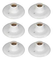 Kit 6 Plafon Branco 113 Com Soquete E-27 De Porcelana Redondo Kit 6 Plafon Branco 113 Com Soquete E-27 De Porcelana Redondo