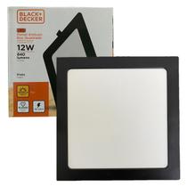 Kit 6 Plafon Quadrado Embutir 12w Preto Branco Quente 3000K Kit 6 Plafon Quadrado Embutir 12w Preto Branco Quente 3000K