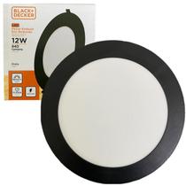 Kit 6 Plafon Redondo Embutir 12w Preto Branco Frio 6500K Kit 6 Plafon Redondo Embutir 12w Preto Branco Frio 6500K