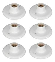 Kit 6 Plafonier Plafon Bocal Opl Porcelana 100W E27 Branco
