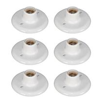 Kit 6 Plafonier Plafon Bocal Porcelana 100w E27 Branco OPL