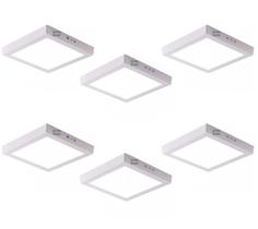 Kit 6 Plafons LED sobrepor quadrado 40X40cm, 36W 6500k, backstage LUMANTI