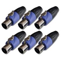 Kit 6 Plug Conector Speakon Reforçado 4 Pinos Soundking