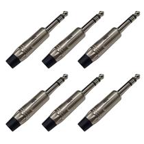 Kit 6 Plug P10 Estéreo Linha Profissional Estilo Amphenol HJ139