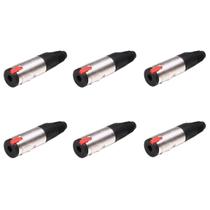 KIT 6 Plug P10 Fêmea Jack J10 Stereo