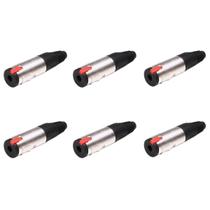 Kit 6 Plug P10 Fêmea Jack J10 Stereo