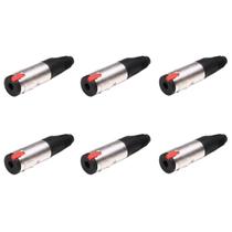 Kit 6 Plug P10 Fêmea Jack J10 Stereo