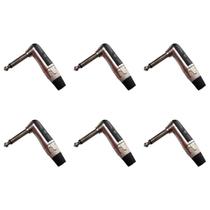 Kit 6 Plug P10 Macho Mono Niquelado Borracha L 90º Mxt