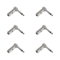 Kit 6 Plug P10 Macho Mono Niquelado L 90º Resistente