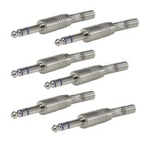 Kit 6 Plug P10 Stereo Com Mola Para Cabo de Áudio Santo Angelo Ninja Profissional