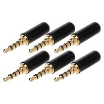 Kit 6 Plug P3 Conector Metal Preto E Dourado Prof. Dreamer