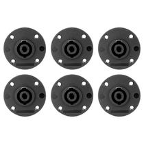 Kit 6 Plug Speakon Fêmea de Painel 4 Vias ABS Redondo Kit 6 Plug Speakon Fêmea de Painel 4 Vias ABS Redondo