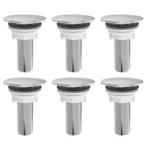 kit 6 Plug Tapa Furo Cromado Acabamento Redondo Torneira Balcão Parede Bidê Blukit 50mm