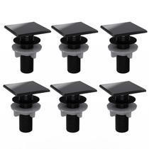Kit 6 Plug Tapa Furo Preto Acabamento Quadrado Torneira Balcão Parede Bidê Blukit 50mm